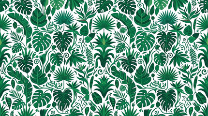 Fototapeta premium Tropical Jungle Plant Pattern Seamless Repeating Abstract Illustration