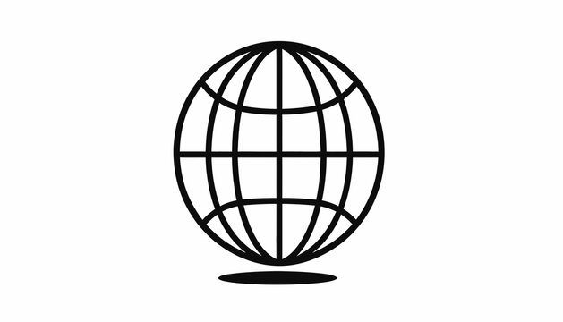 Simple Black Globe Icon Graphic.
