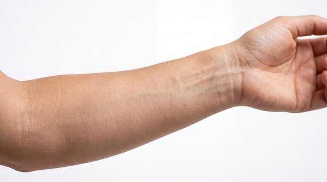 Human arm skin hand wrist vein adult closeup healthy anatomy isolated caucasian white background