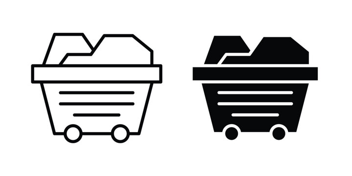 Mining coal icon line art symbols collection