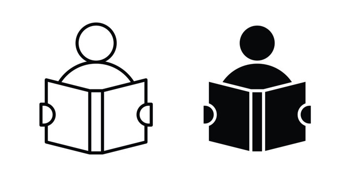 Reading icon line art symbols collection