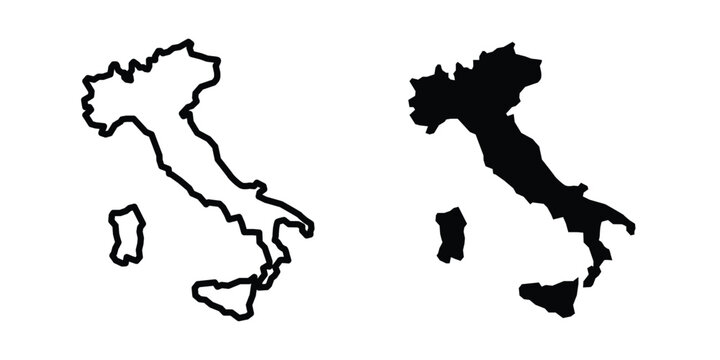 Italy map icon line art symbols collection