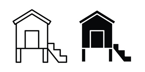 Chicken coop icon line art symbols collection © basit
