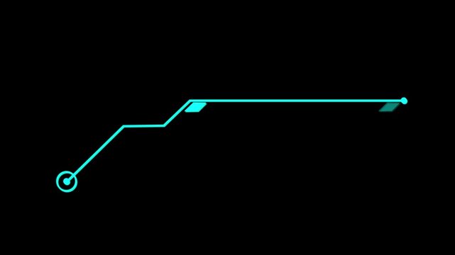 Futuristic hud loading bar animation, digital tech interface cyan sci-fi data progress on black background