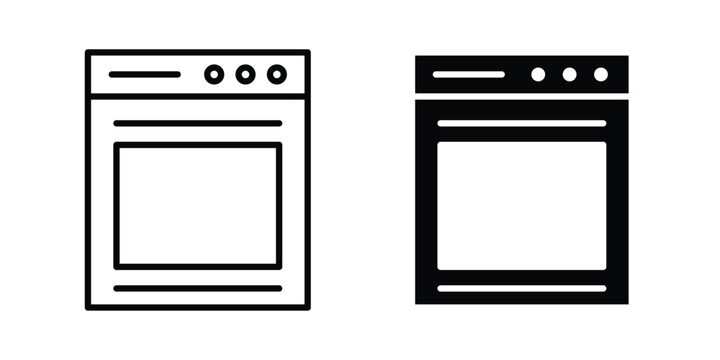 Oven icon line art symbols collection