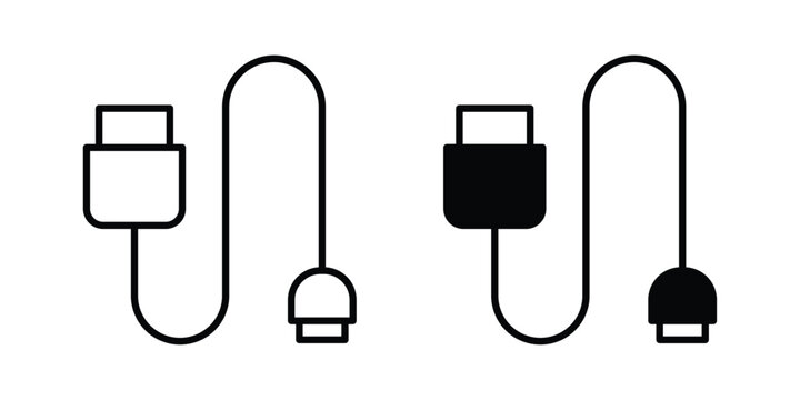 Phone cable icon line art symbols collection
