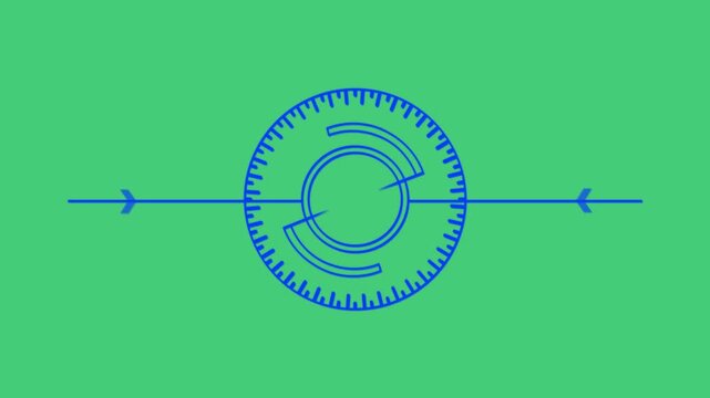 Animated hud circular target interface with rotating and arrows on green screen overlay motion digital