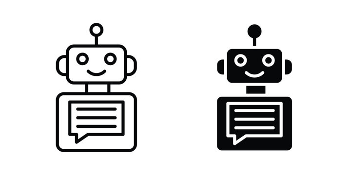 Ai chat bot icon line art symbols collection