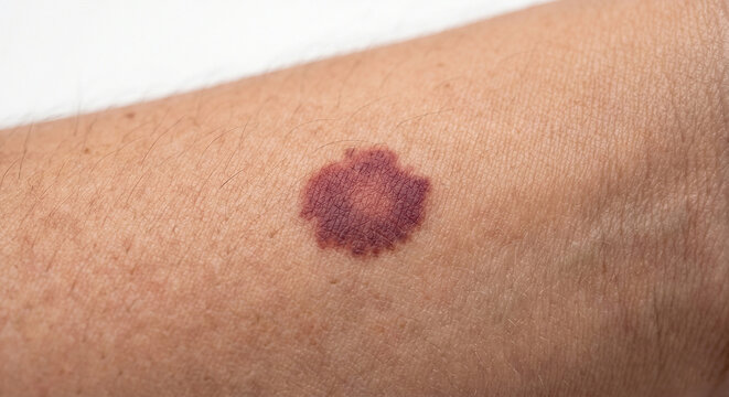 Ecchymosis (Early Bruise) Macule in Human Skin - Medical Dermatology Plate (37-100)