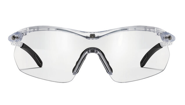Clear protective safety glasses with black temples