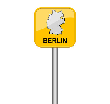 Berlin - Schild mit Lage auf Deutschlandkarte