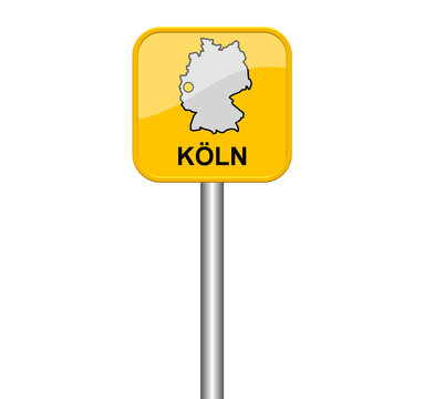 K&ouml;ln - Schild mit Lage auf Deutschlandkarte