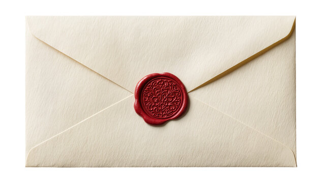 Cream envelope sealed with red wax seal stamp