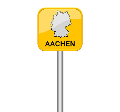 Aachen - Schild mit Lage auf Deutschlandkarte