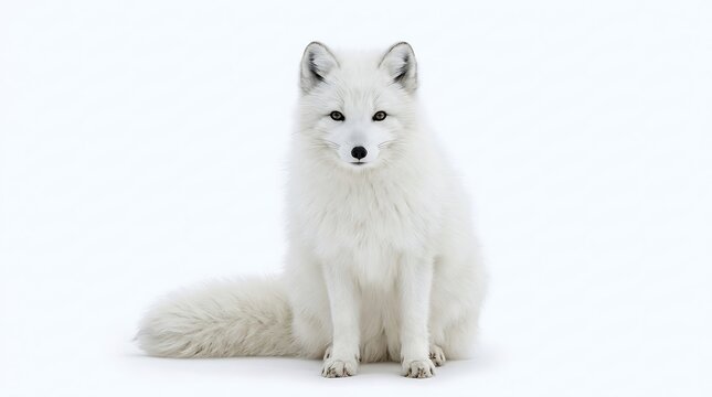 Arctic fox portrait white morph fox sitting on white background