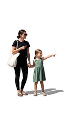 Obraz premium Woman And Child Pointing On White Background Isolated People mother daughter girl person family parenting