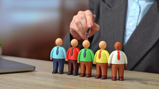 A businesswoman evaluates employee performance. Selecting a candidate for a vacant position. Hiring and recruiting.