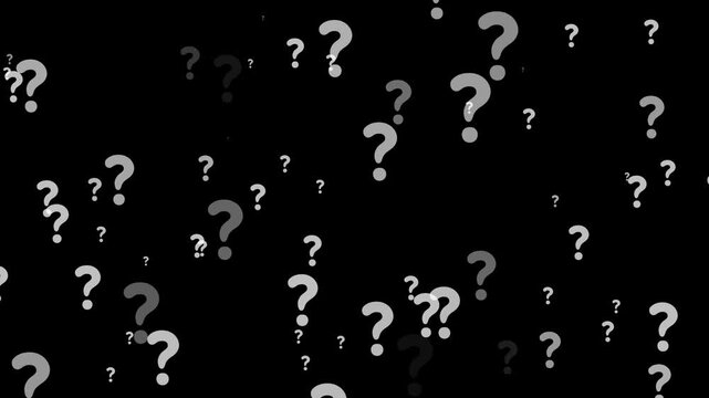 Floating question marks background, animation, abstract concept, of uncertainty and, faq confusion mystery