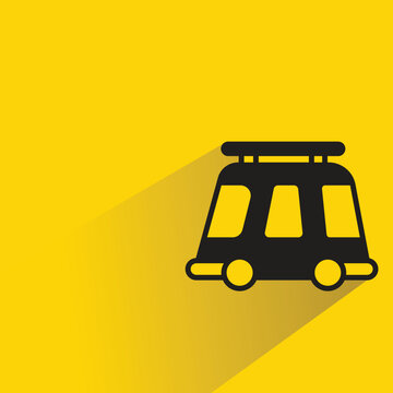 small van icon with shadow on yellow background