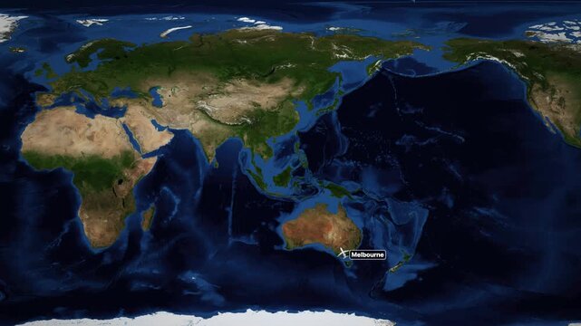 Animated Flight Route Map from Melbourne Australia to Helsinki Finland