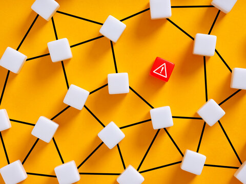 Red warning block highlighting network vulnerability and risk