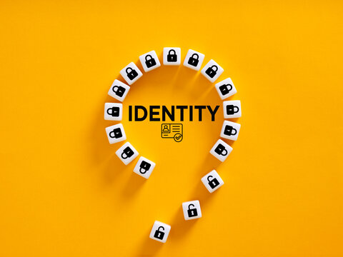 Identity word and padlocks representing data security breach