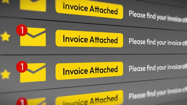 4k animation concept for business communication featuring new email notification with invoice icon and message alert design