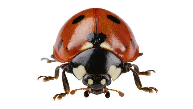 Red ladybug with black spots on white