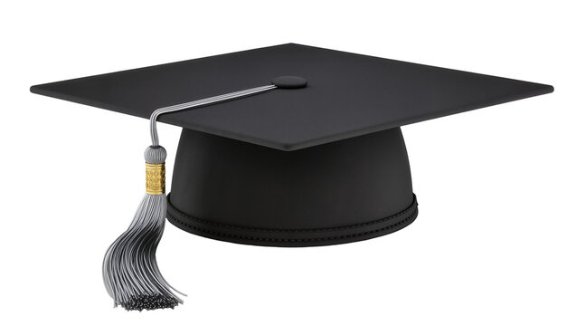 Black graduation cap with gold and silver tassel