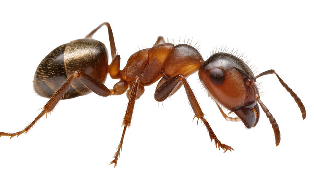 Brown ant with segmented body and antennae