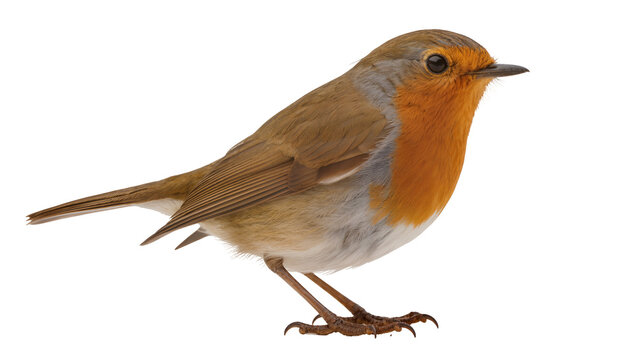 European Robin bird with orange breast and brown feathers