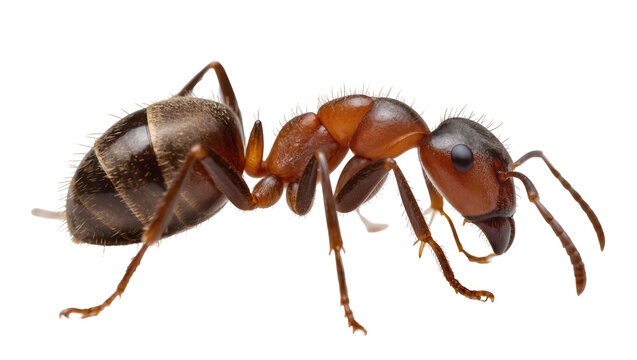 Brown ant with segmented body and antennae