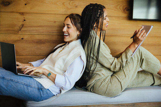 Creative professionals developing ideas in casual workspace
