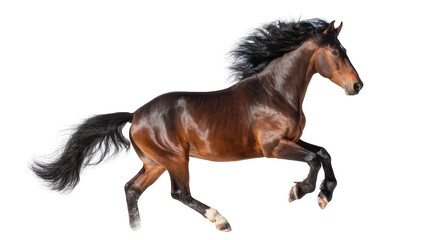 Brown horse with black mane and tail galloping © Jonas