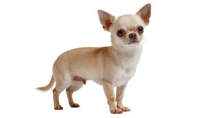 Obraz premium Small tan Chihuahua dog standing, looking forward with large ears