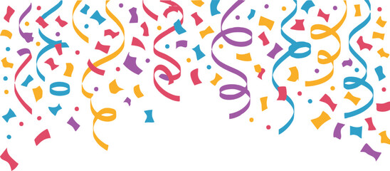 Obraz premium Colorful celebration background with confetti and ribbons