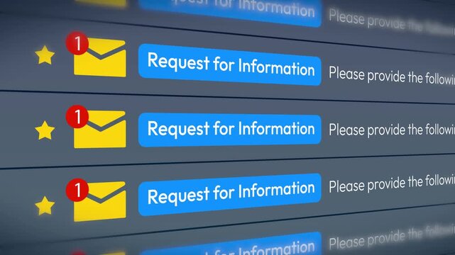 Email notifications with information requests displayed on digital screens concept of online communication 4k animation