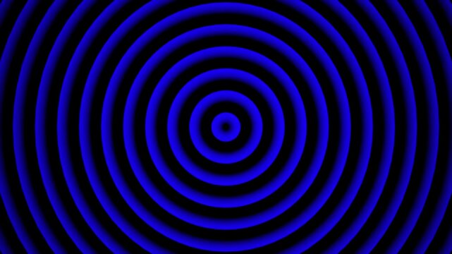 Animated blue concentric circles on a black background. This looped animation is isolated and includes an alpha channel.