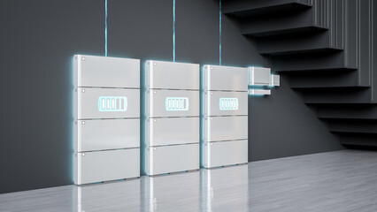 Naklejka premium Home battery or energy storage system for residential used