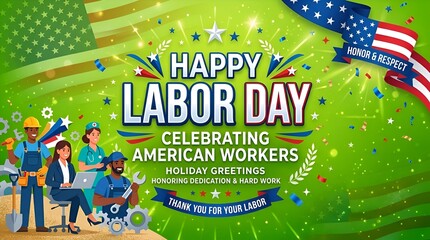 Happy Labor Day Celebrate American Workers Holiday Greetings