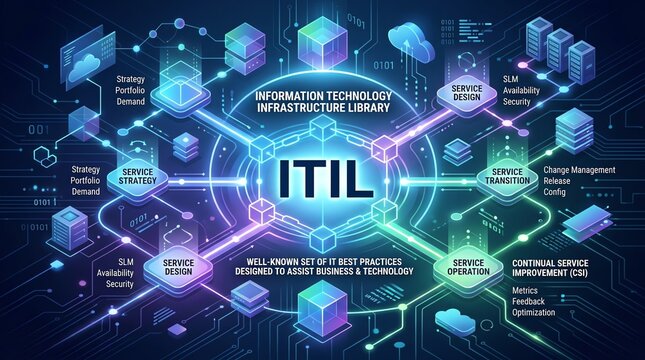 ITIL framework diagram for information technology infrastructure management.