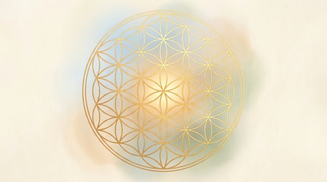 Golden flower of life sacred geometry symbol background