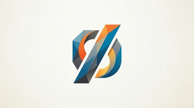 Modern geometric abstract logo with orange and blue.