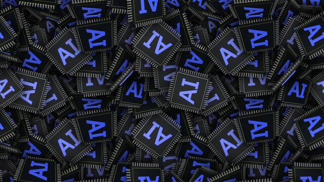 Seamless AI Artificial Intelligence Chip Animation Background, Endless, Loop
