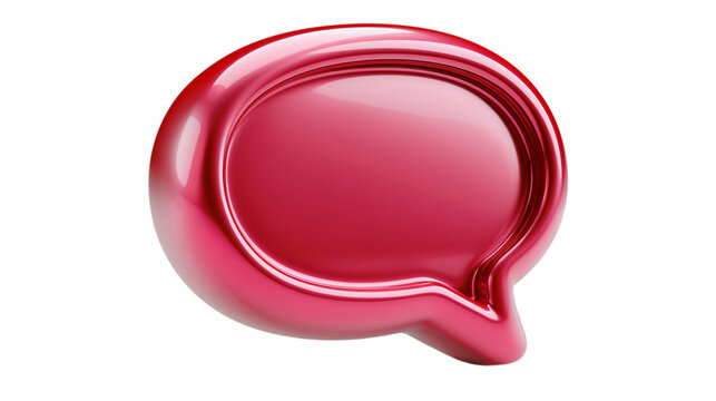 3D red speech bubble on transparent background icon symbol chat communication message text comment dialog dialogue