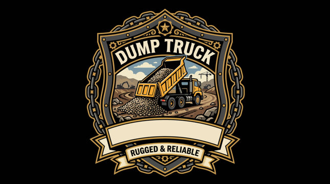 Heavy duty dump truck unloading gravel at construction site