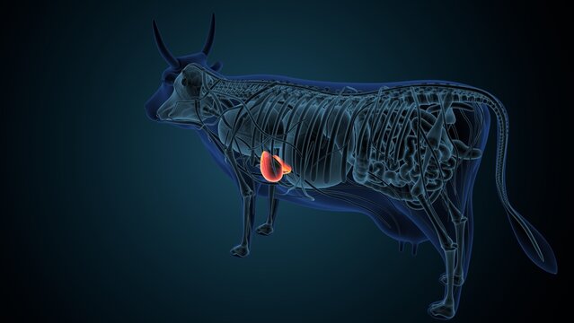 Blue cow anatomy. 3d render