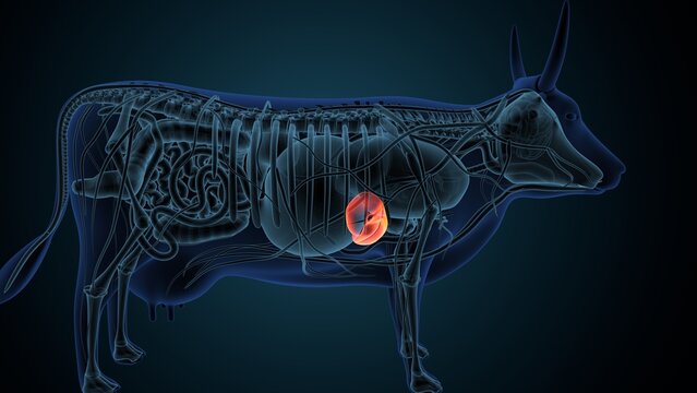 Blue cow anatomy. 3d render