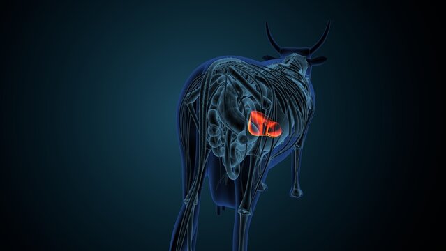 Blue cow anatomy. 3d render