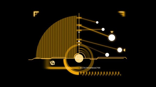 Orange HUD Futuristic heads up display with radar scanning and digital target vector graphics for military technology concept